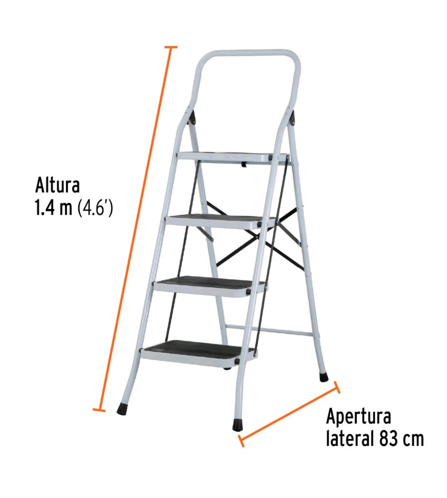 escalera tubular pretul 4 peldaños (acero)
