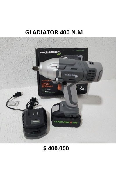 llave de impacto inalambrica gladiator 400n.m