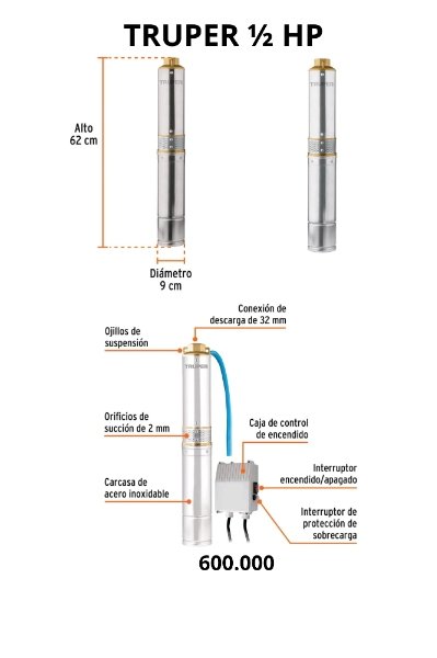 bomba sumergible tipo lapicero 1/2 HP