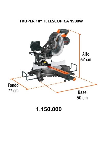 ingleteadora truper 10" telescopica 1900W