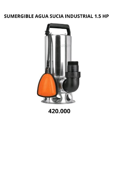 bomba sumergible para agua sucia truper 1.5 HP industrial