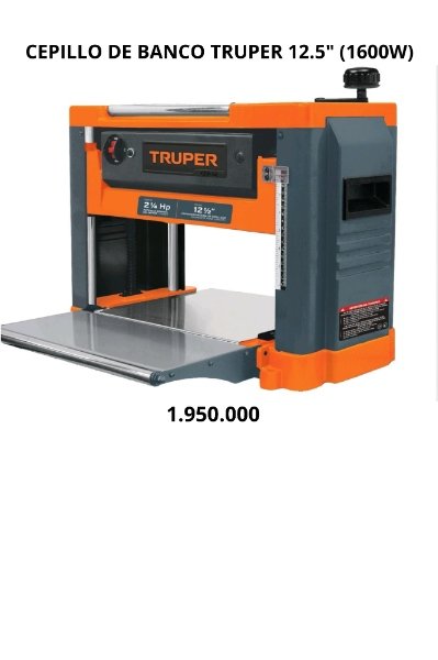 cepillo de banco truper 12.5" 1600w