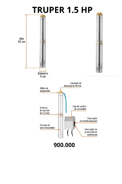 bomba sumergible tipo lapicero 1.5 HP