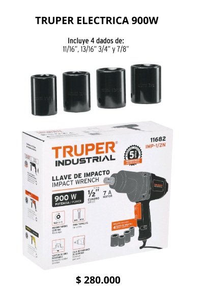llave de impacto electrica truper 900W industrial