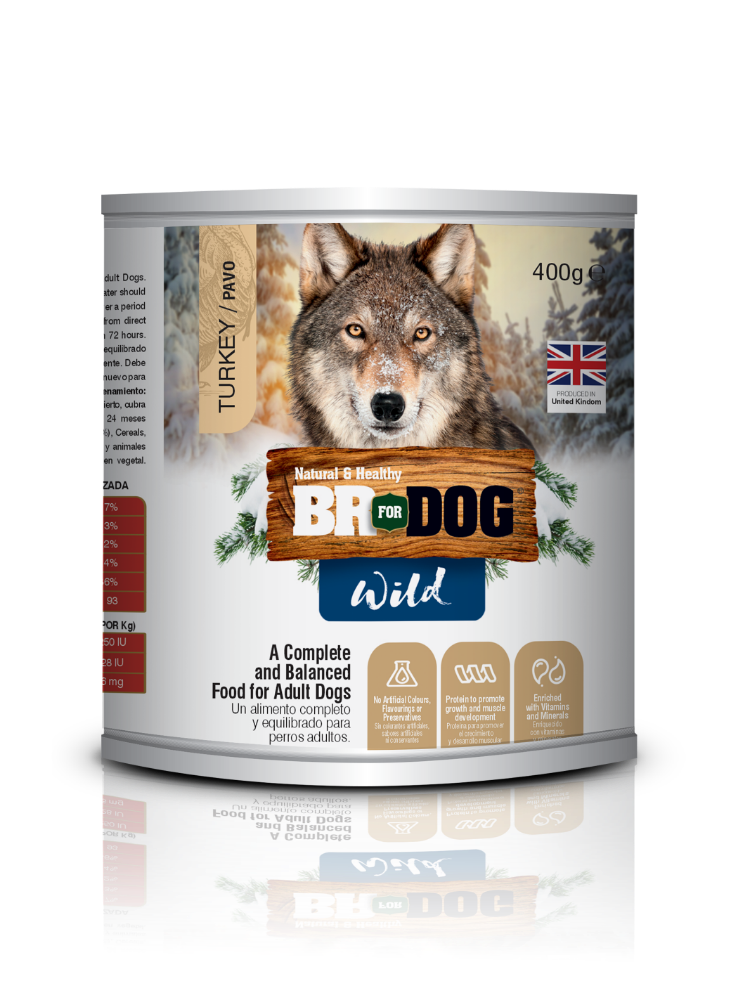 BR WILD LATA PERRO PAVO X 400 GRS