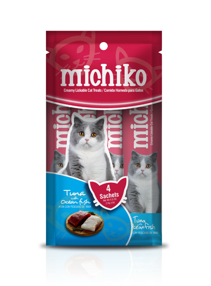 MICHICKO SACHETS ATUN CON PESCADO DE MAR X 4 UNIDADES.