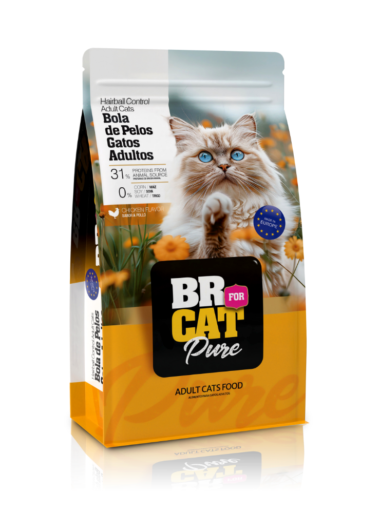 BR FOR CAT PURE ADULTO BOLA DE PELO X 1 KILO.