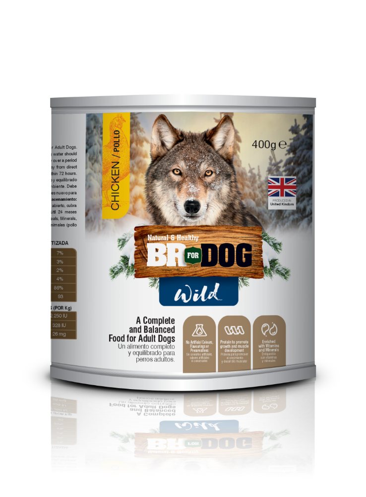 BR WILD LATA PERRO POLLO X 400 GRS