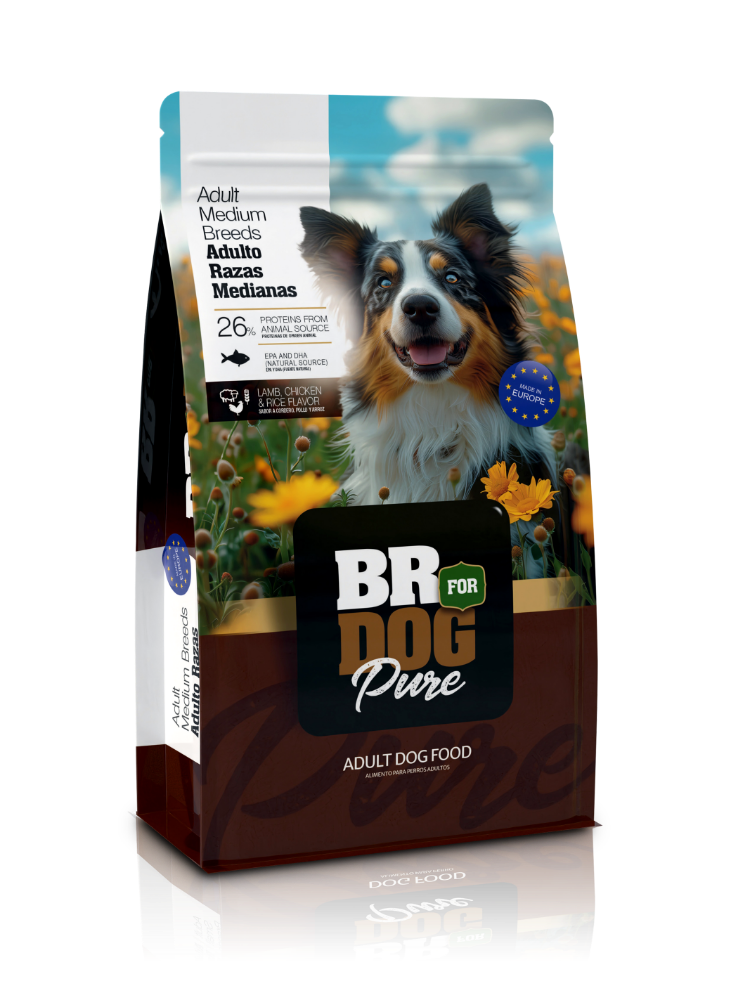 BR FOR DOG PURE ADULTO RAZA MEDIANA X 3 KILOS.
