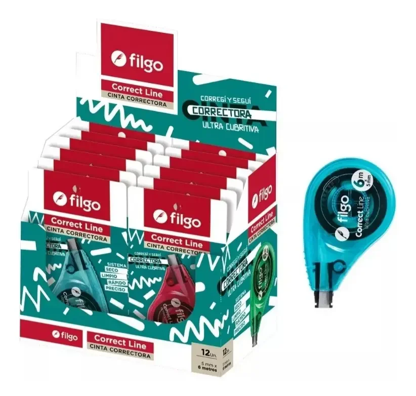 CINTA CORRECTOR FILGO 5MM X 6MTS X12 UNIDADES