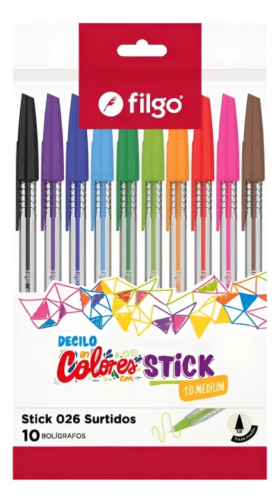 BOLIGRAFO FILGO STICK COLORS X10 UNIDADES