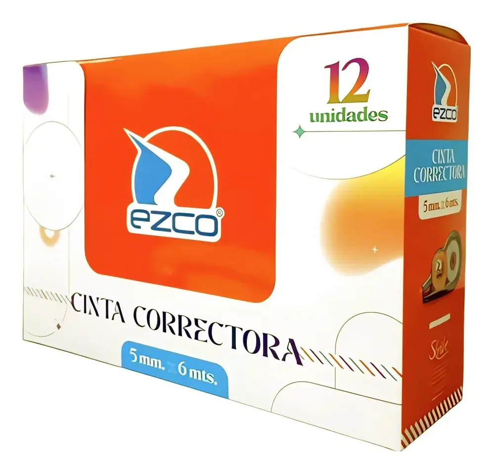CINTA CORRECTOR EZCO 5MM X 6MTS X12 UNIDADES