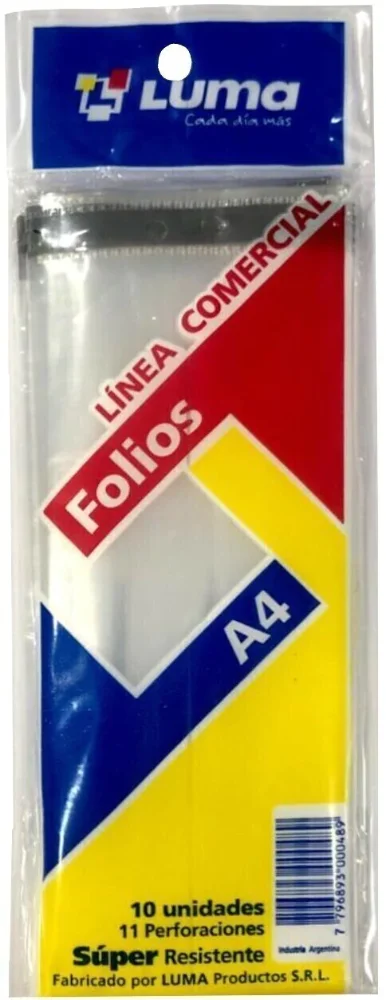 FOLIO LUMA A4 REFORZADO X10 U.