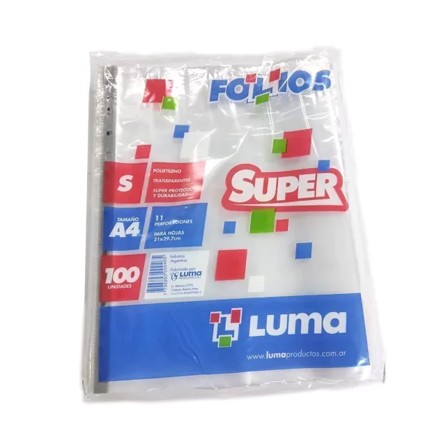 FOLIO LUMA A4 REFORZADO X100 U.