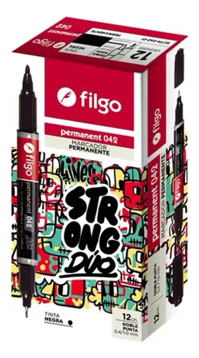 MARCADOR PERMANENTE DOBLE PUNTA FILGO X12 UNIDADES