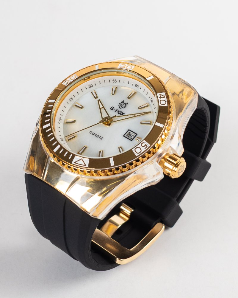 G-fox tipo technomarine manilla negra tablero blanco