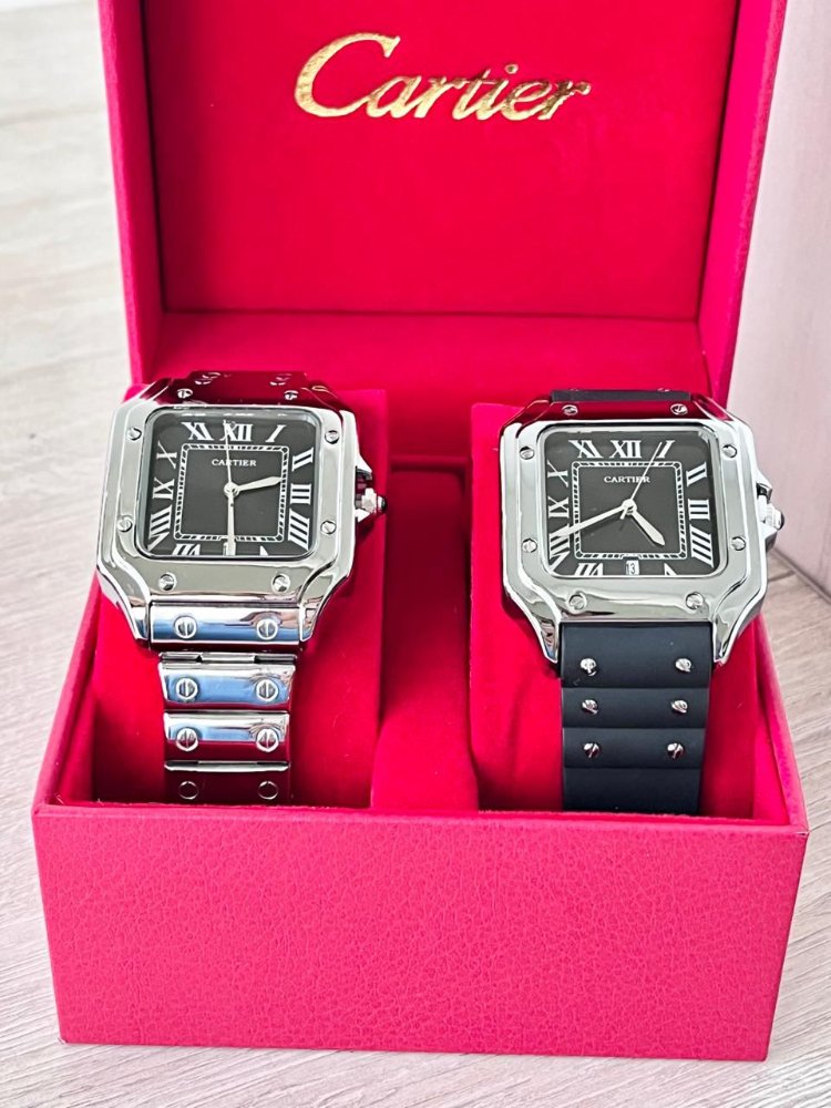 Reloj Cartier dúo manilla metálica y manilla silicona