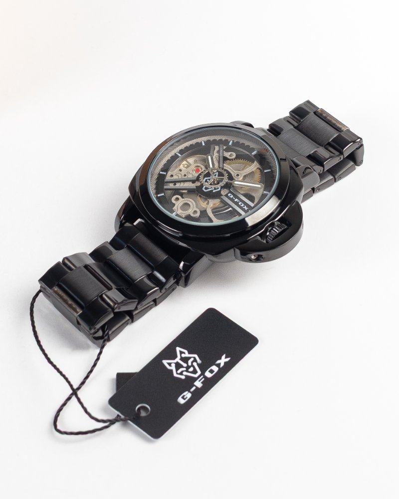G-fox tipo Panerai doble manilla metalica y cuero negro