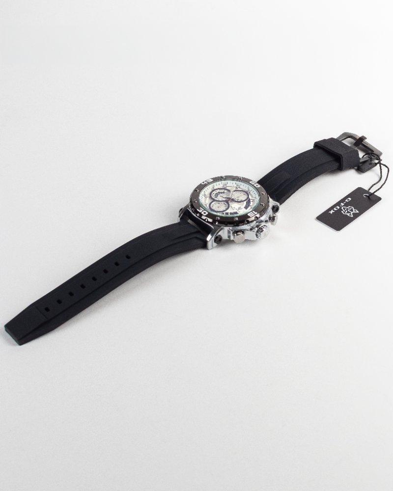 G-fox silicona crono funcional negro tablero blanco