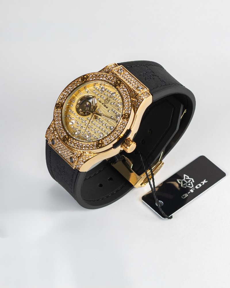 G-fox tipo hublot diamantado dorado
