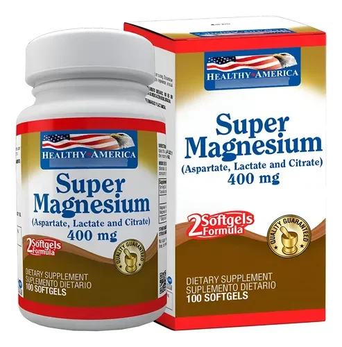 Super magnesium 400mg. 100/Softgels - Healthy America