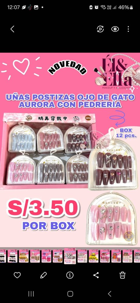 UÑAS POSTIZAS OJO DE GATO AURORA CON PEDRERIA