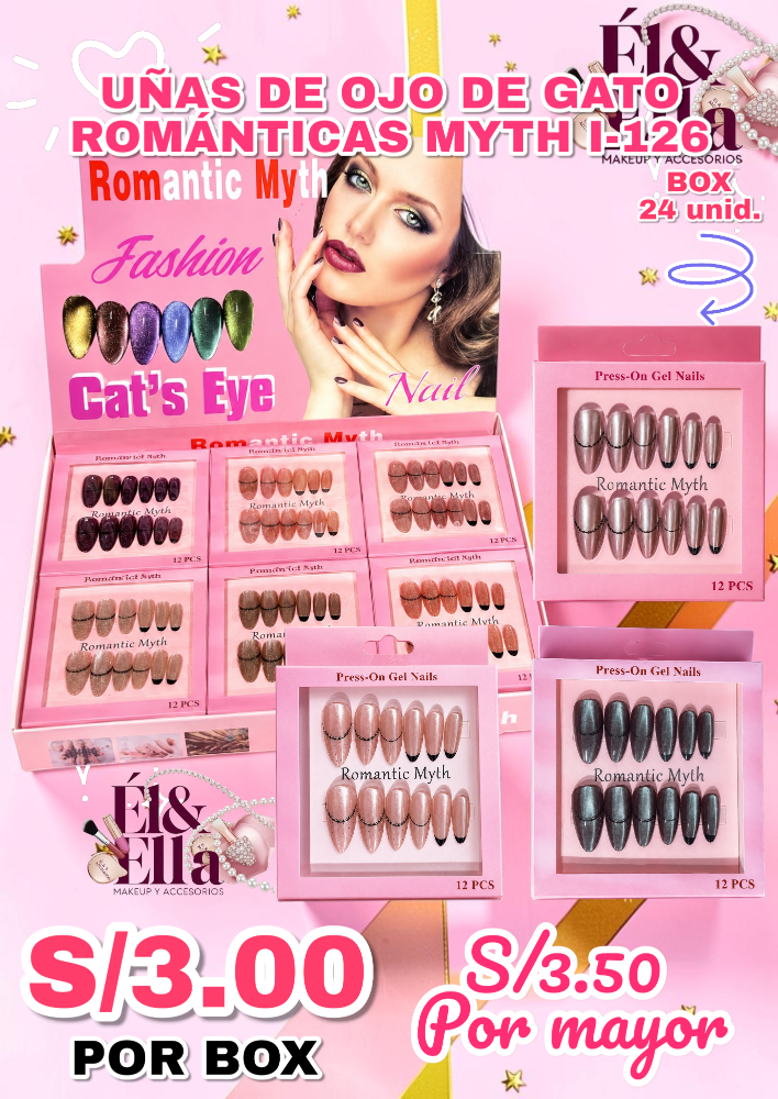 UÑAS DE OJO DE GATO ROMÁNTICAS MYTH I-126