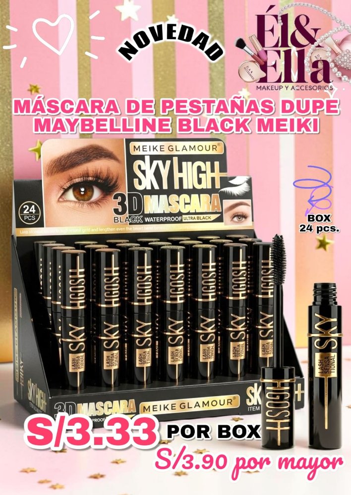 MÁSCARA DE PESTAÑAS DUPE MAYBELLINE BLACK MEIKI