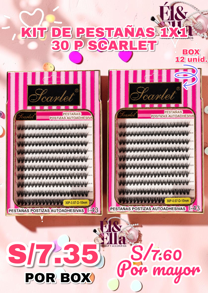 KIT DE PESTAÑAS 1X1  30 P SCARLET