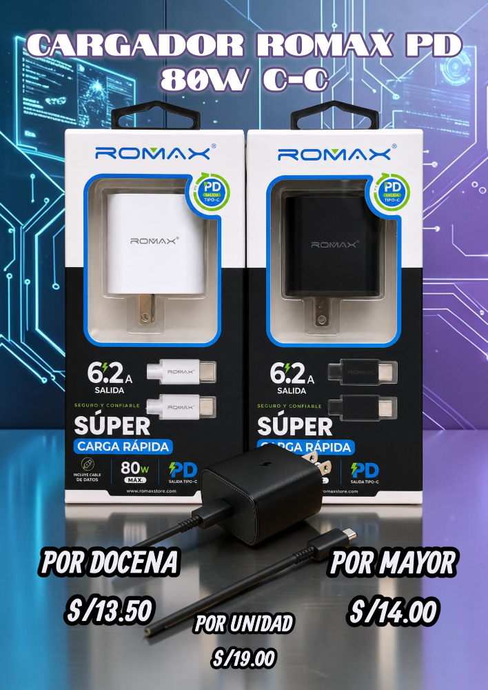 CARGADOR ROMAX PD 80W C-C TCC0676