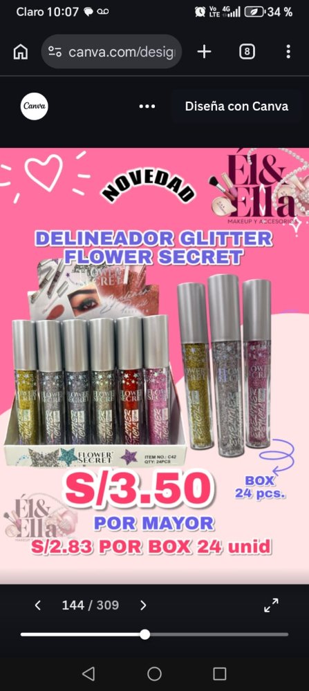 DELINEADOR GLITTER FLOWER SECRETT