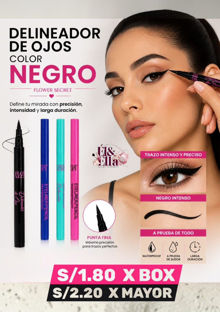 DELINEADOR DE OJOS COLOR NEGRO FLOWER