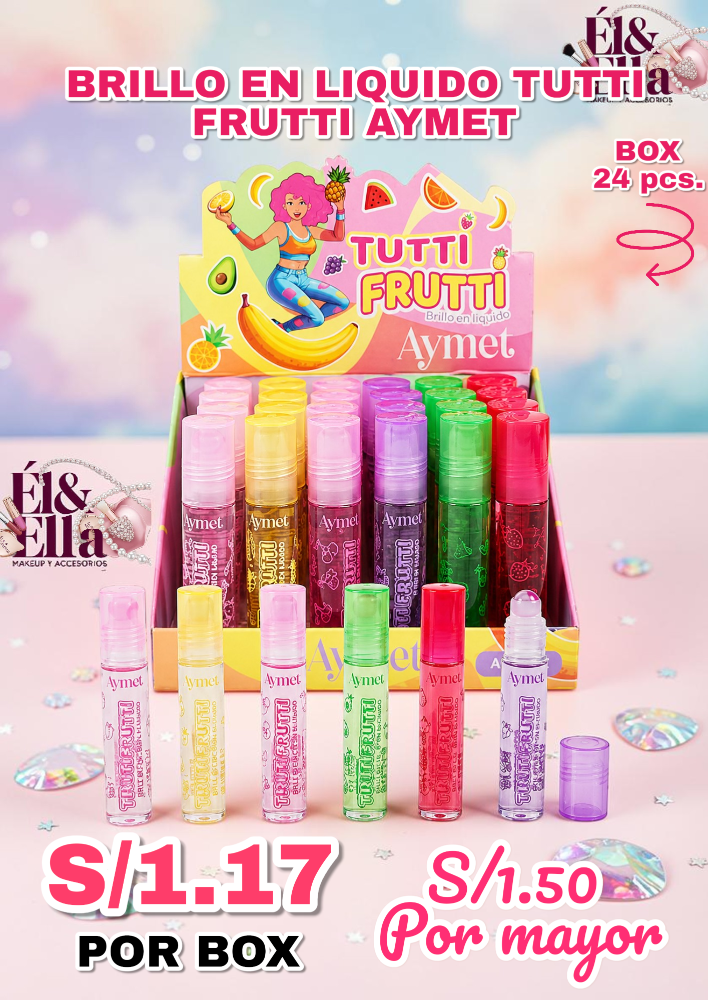 BRILLO EN LIQUIDO TUTTI FRUTTI X24 PIEZAS AYMET ARLB-41
