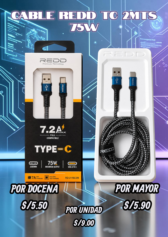 CABLE REDD TC 2MTS 75W RD-2116C2M