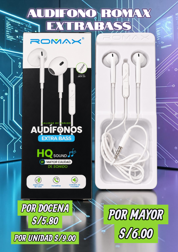 AUDIFONO ROMAX EXTRABASS TCA0340