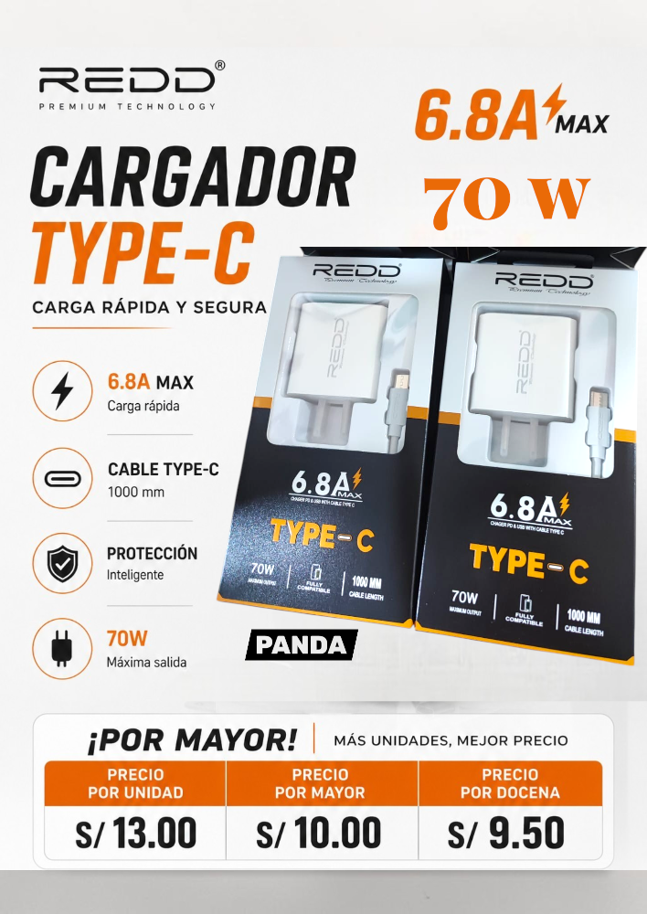 CARGADOR REDD PD+USB 6.8 70W RD-6064C