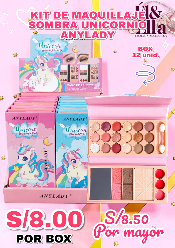 KIT DE MAQUILLAJE SOMBRA UNICORNIO ANYLADY