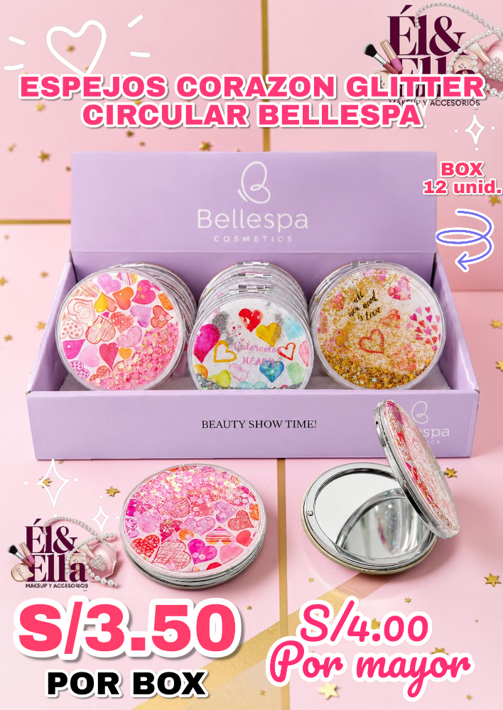 ESPEJOS CORAZON GLITTER CIRCULAR BELLESPA