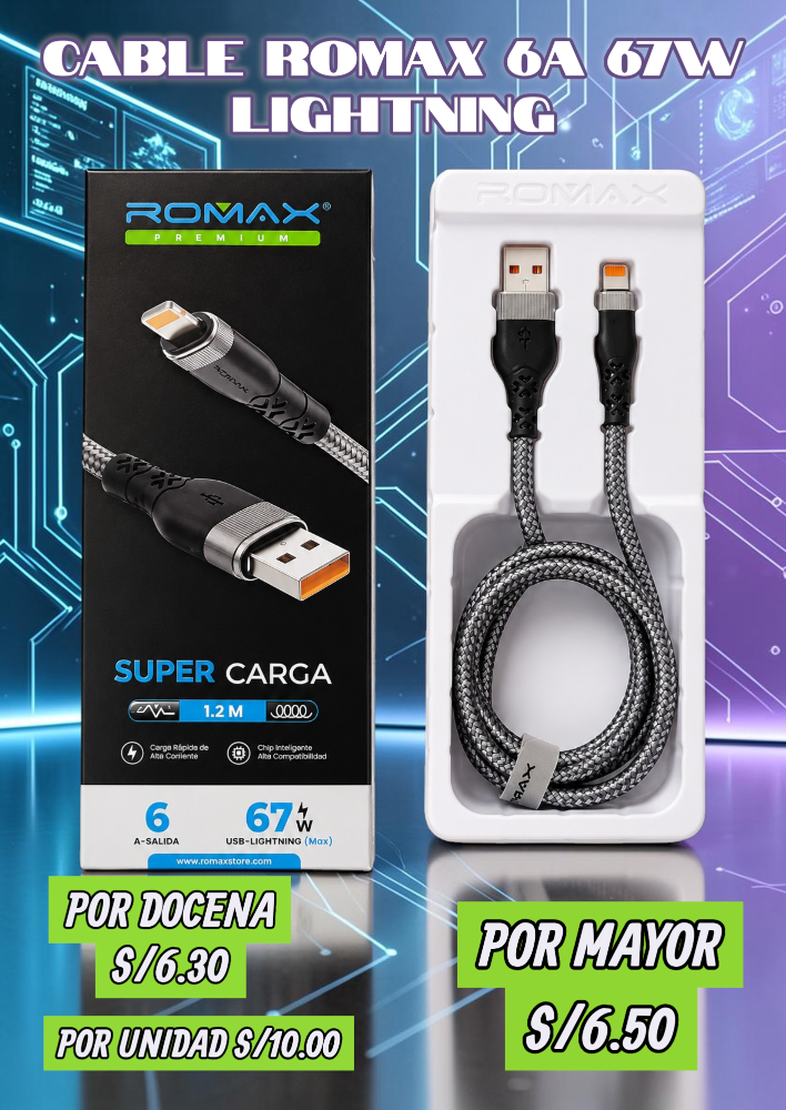 TCD0696 CABLE ROMAX 6A 67W LIGHTNING