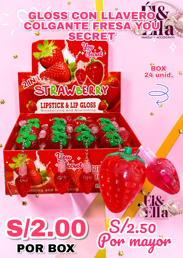 GLOSS CON LLAVERO COLGANTE FRESA YOU SECRET