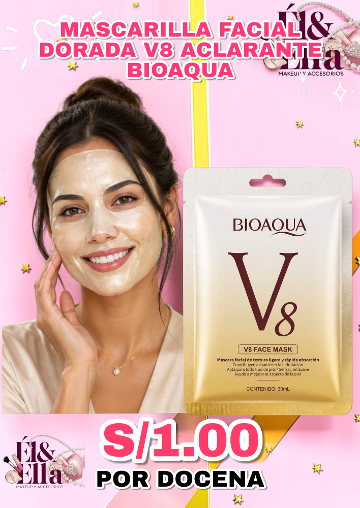 MASCARILLA FACIAL DORADA V8 ACLARANTE BIOAQUA