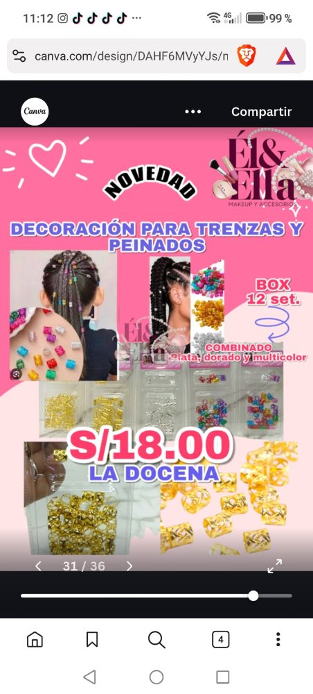 DECORACION PARA TRENZAS 1 BOX DOCENA