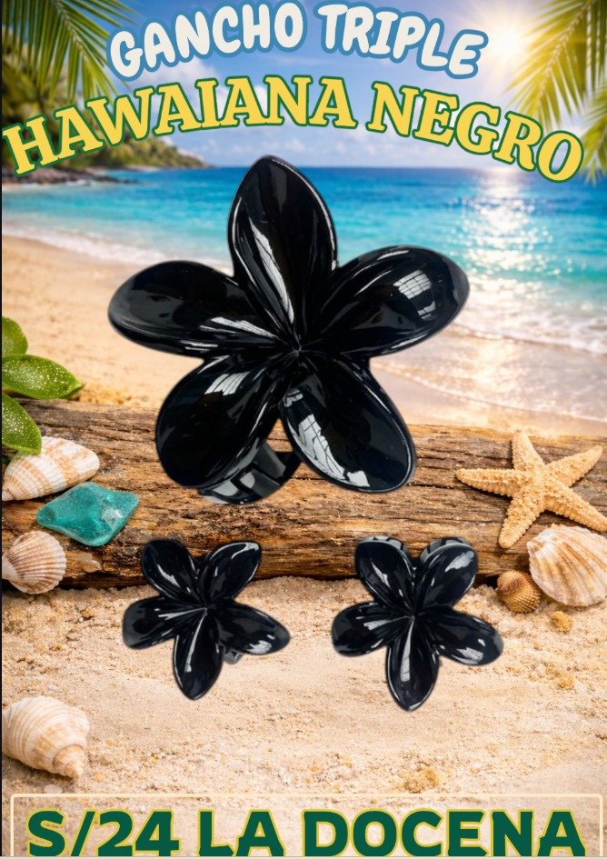 TRIO GANCHO HAWAIANO NEGRO