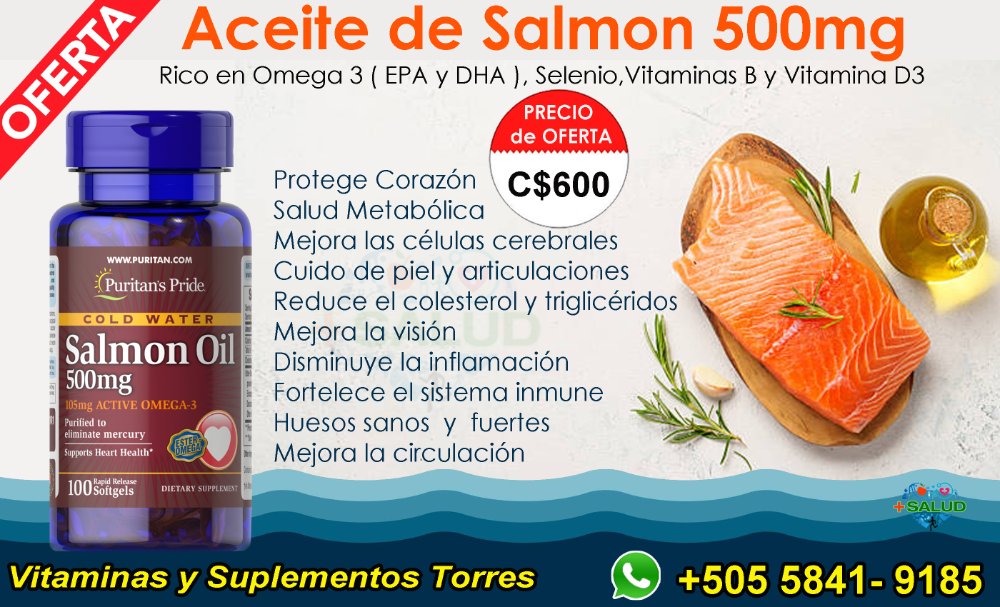 Aceite de Salmon 500mg 100 Soft Gel