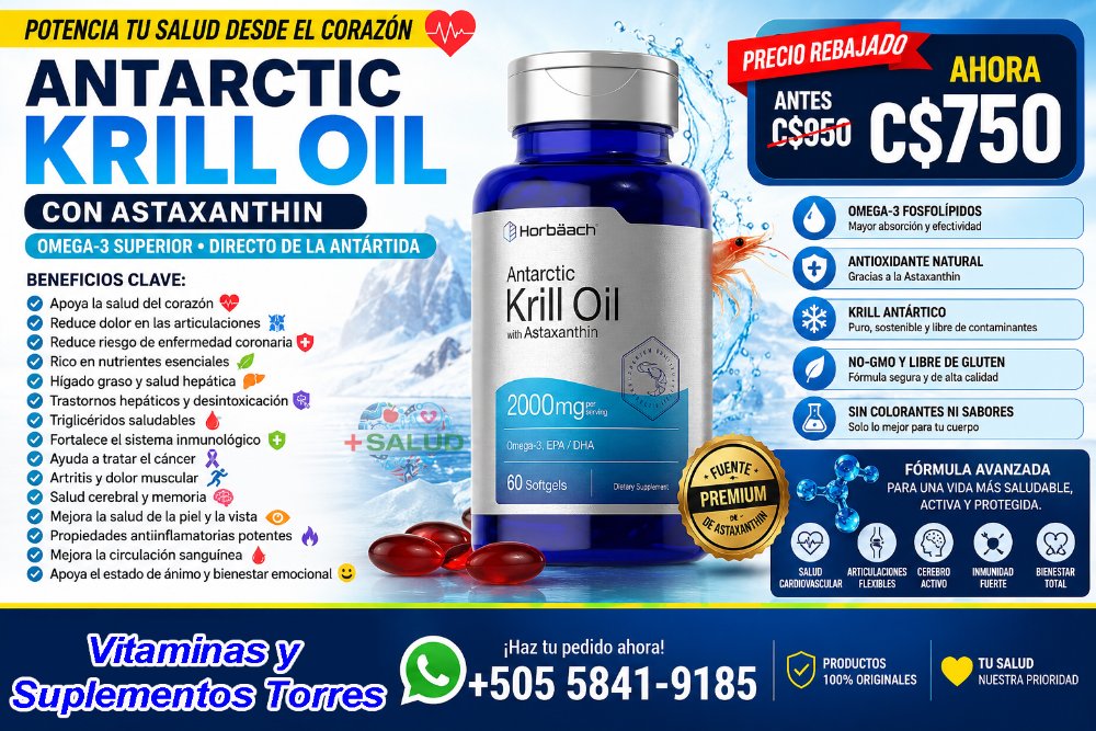 Aceite de Krill 2000mg Frasco de 60 Cápsulas Gel