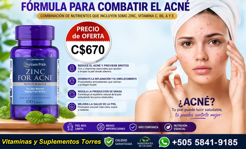 Zinc for Acné 50mg 100 Tabletas