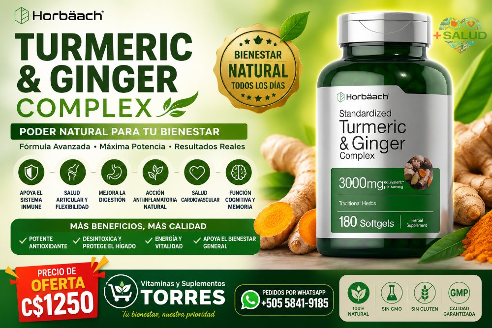 Cúrcuma Complex 3000mg con Pimienta Negra y Gengibre 180 Cápsulas