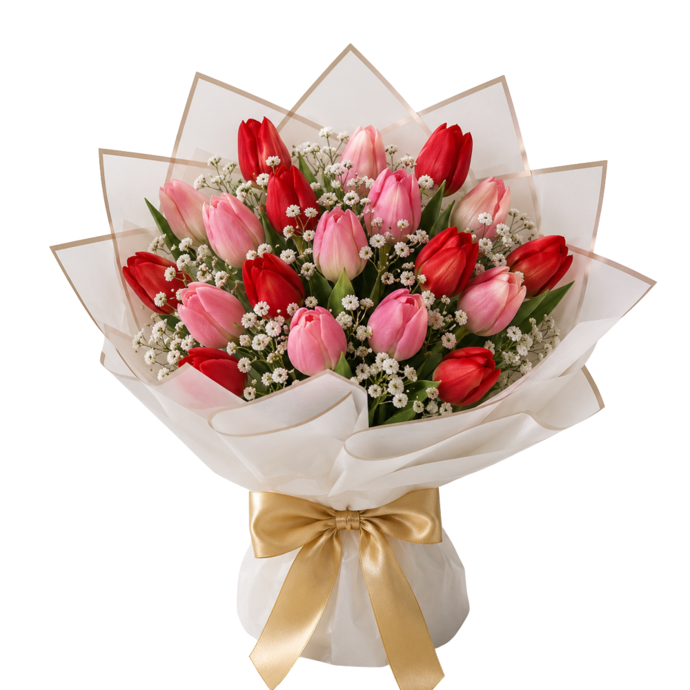 BICOLOR: Bouquet de 20 tulipanes