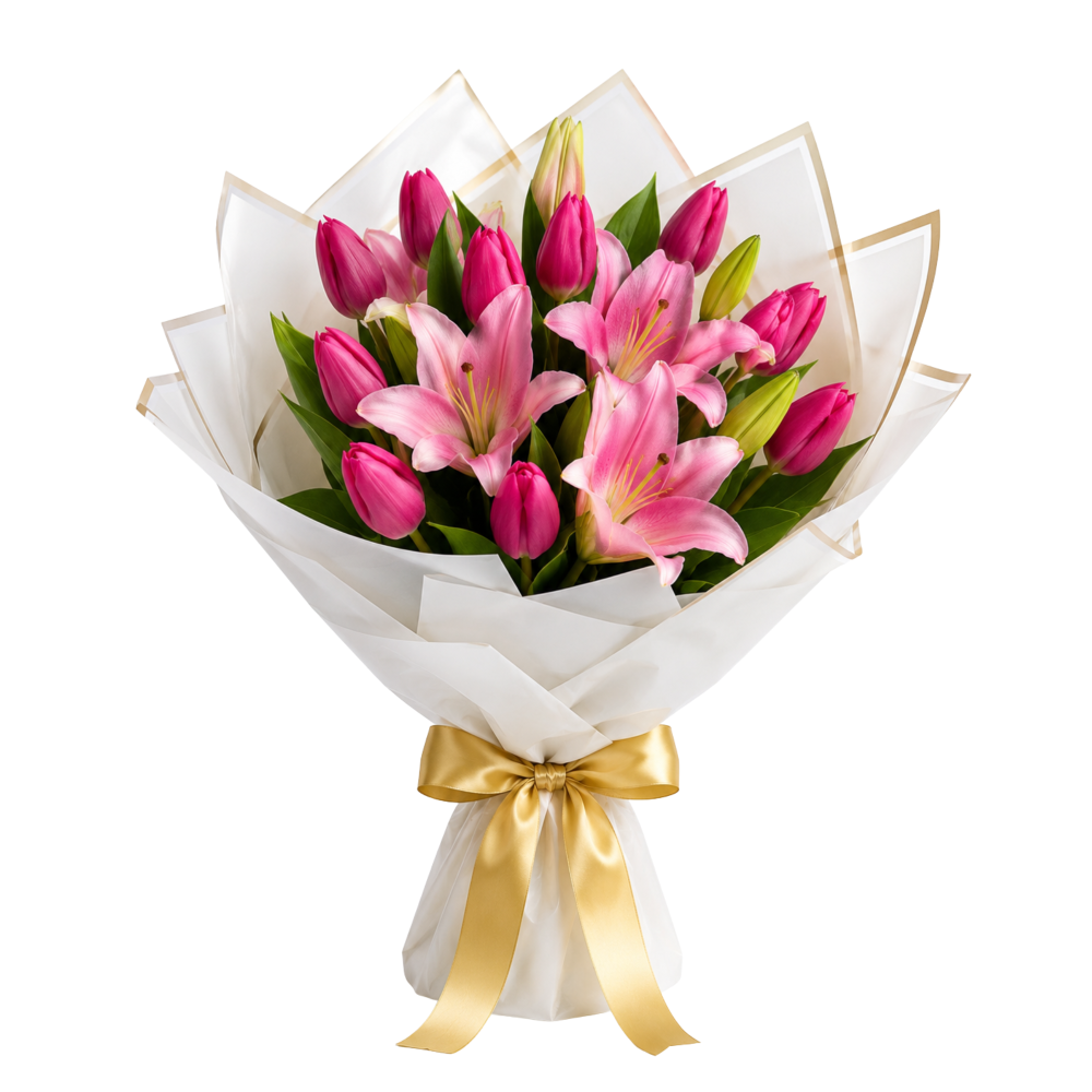 BELLEZA: Bouquet de tulipanes y lirios