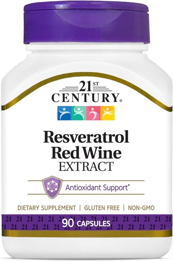 21st Century Cápsulas de extracto de vino tinto de resveratrol (90 unidades)